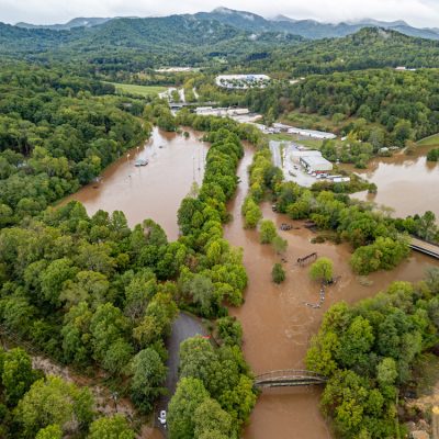 Flooding from Hurricane Helene in Western North Carolina
